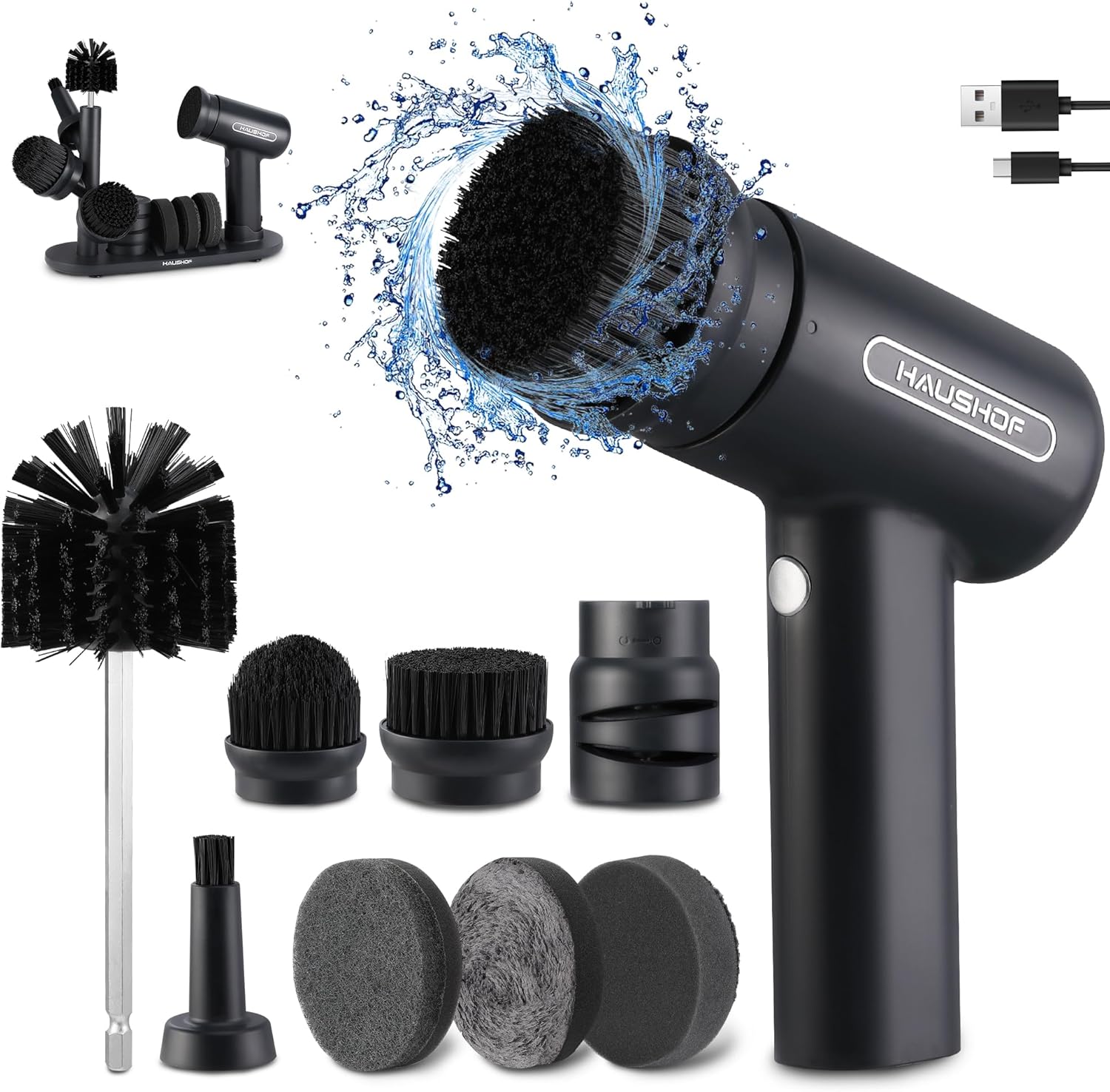 Revolutionary Electric Spin Scrubber: Cordless Cleaning Brush with 8 Versatile Heads & 3 Speed Settings for Effortless Kitchen and Bathroom Cleaning, Plus Knife Sharpener Included