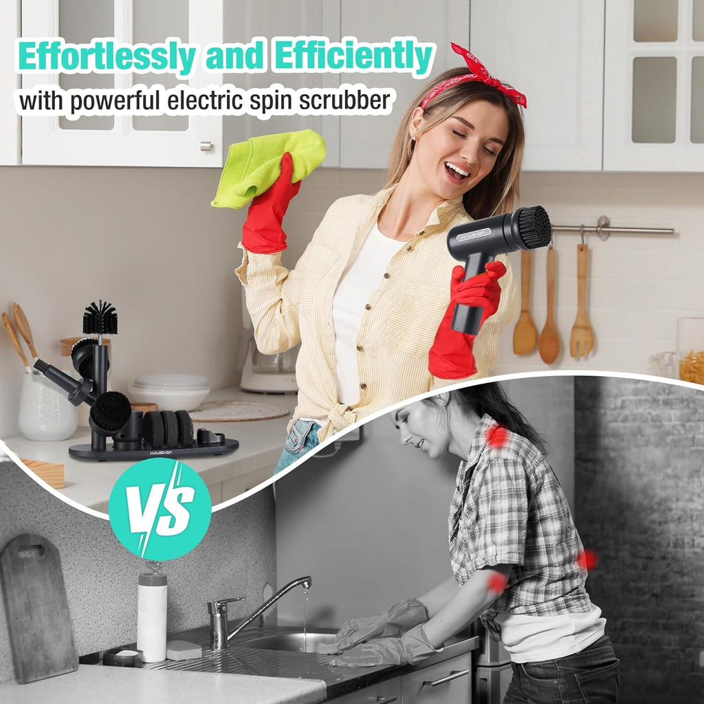 Revolutionary Electric Spin Scrubber: Cordless Cleaning Brush with 8 Versatile Heads & 3 Speed Settings for Effortless Kitchen and Bathroom Cleaning, Plus Knife Sharpener Included